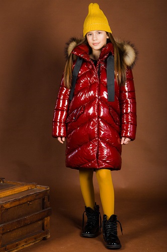 Пальто для девочки ЗС-880 винного цвета